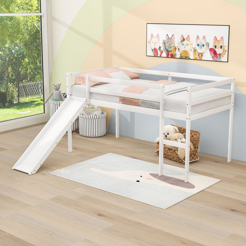 Emens Kids Twin Loft Bed, White, Full
