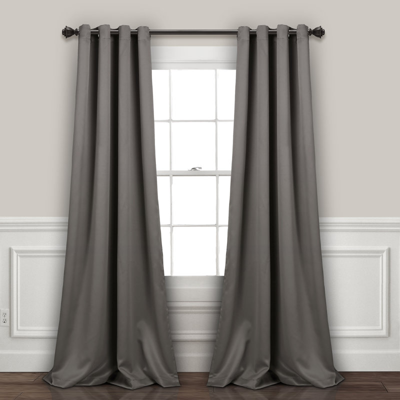 Insulated Blackout Curtain Pair, Dark Gray, 52"W x 108"L