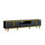 Tv Stand With Cabinets & Drawer, Black And Gold, Entertainment Center For Home Use Stylish Console Tvs, Open Storage Shelf, Cabinets, Golden Look