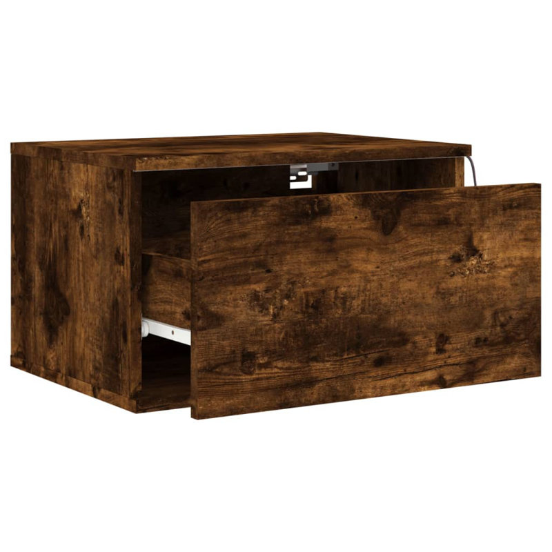Brandalynn 50cm W Bedside Table, Smoked Oak