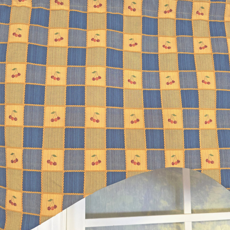 Cherry Plaid Cornice Valance, Marine