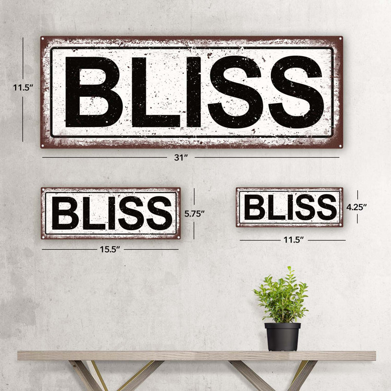 «Bliss» sur métal, H 5,75 po x l 15,5 po