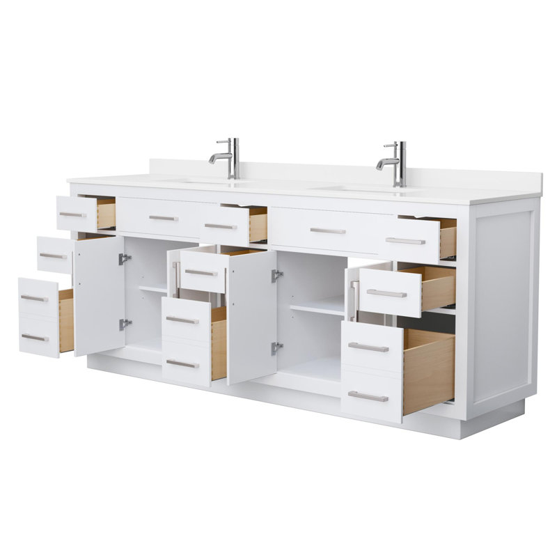 Beckett TK 84'' W Vanity, Brushed Nickel, Single, Giotto Quartz