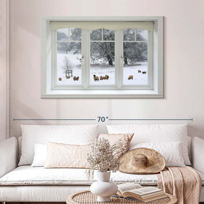 Lilie Winter Sheep Window View, 32" H x 48" W