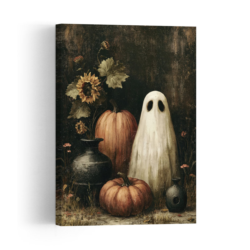 Nature morte fantomatique rustique vintage abstraite avec tournesols, paysage d'automne, affiche murale, H 60 po x l 40 po