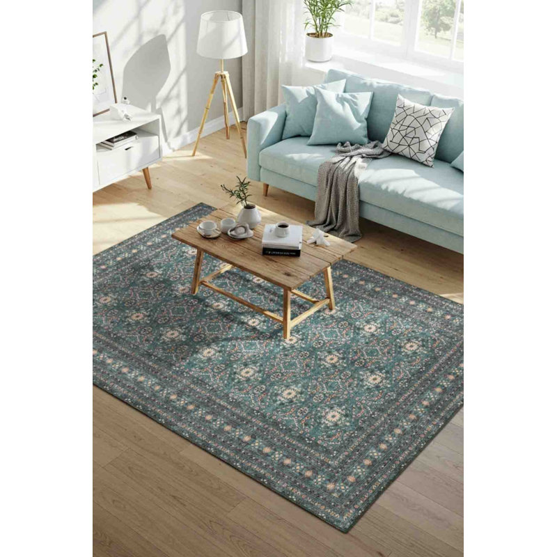 Tapis vert à motif tissé en chenille Lucien, Rectangle 3 pi 10 po x 5 pi 3 po