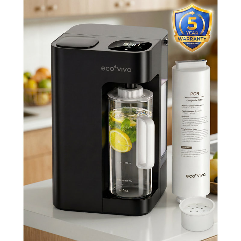 Countertop Reverse Osmosis Water Filter System 8-Stage Purification With Remineralization And TDS & Filter Life Monitor, 3:1 Pure To Drain