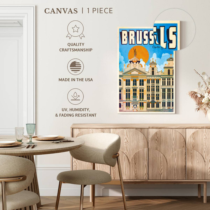 Affiche bruxelloise rétro, H 24 po x l 16 po