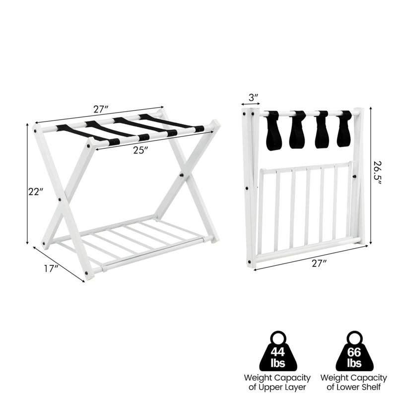 Porte-bagages pliant en métal, Blanc