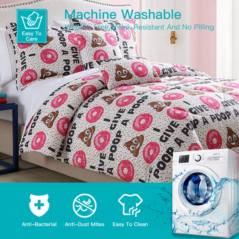 Emoji Polyester Comforter, Full/Double Comforter + 2 Shams + 2 Pillows