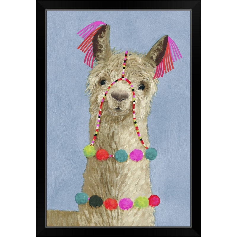 Novogratz « pom pom llama iii », reproduction d’art encadrée, H 33 po x l 23 po x P 1 po, Cadre noir