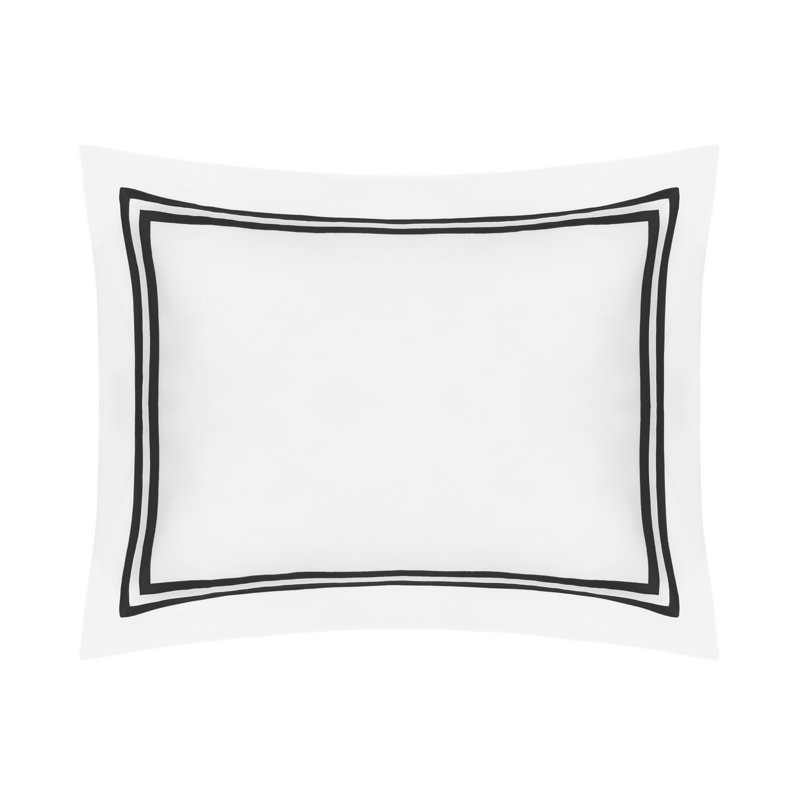 Ribbons 100% Cotton Sham, White/Black, King