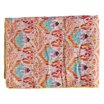 KANTHA COTTON Quilted Throw Blanket