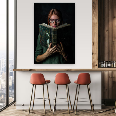 Femme lisant un vieux livre - Portrait abstrait classique vintage - Impression d'art mural