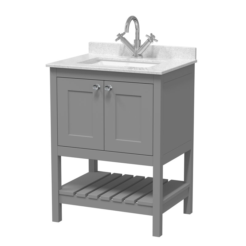 Bexley 600 mm Freestanding Single Vanity with Integrated Basin, Cool Grey