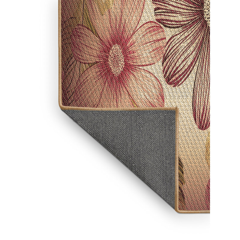 Tapis floral en laine brun, Rectangle 3 pi x 5 pi