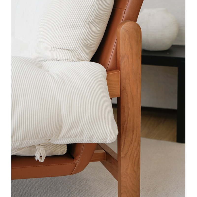 Solid Wood Fabric Single Leisure Chair | TimberCraft