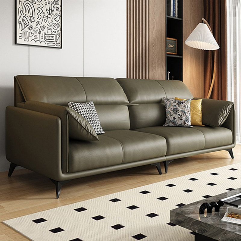 Canapé modulaire vert en cuir véritable, H 33,86 po x l 85,83 po x P 36,22 po, Vert