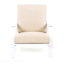 Ensemble de 2 chaises longues pour patio, fauteuil club d'extérieur avec coussin beige et structure en bois d'acacia blanc