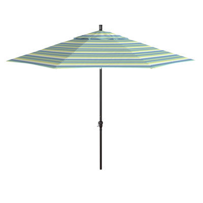 Parasol de patio 11 'en bronze avec inclinaison automatique et relevage à manivelle à Seville, bord de mer Sunbrella