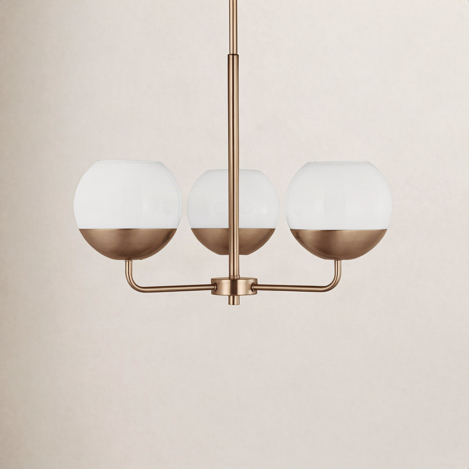 Avoca 3-Light Chandelier, Satin Brass