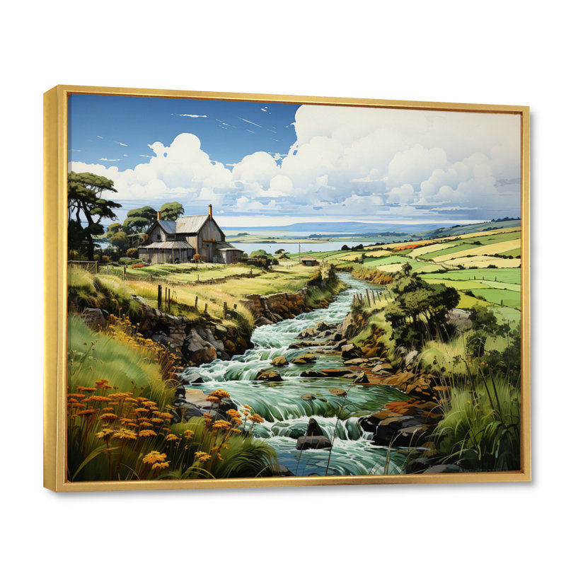 Irlande Emerald Isle This II, Cadre flottant doré, H 16 po x l 32 po x P 1 po
