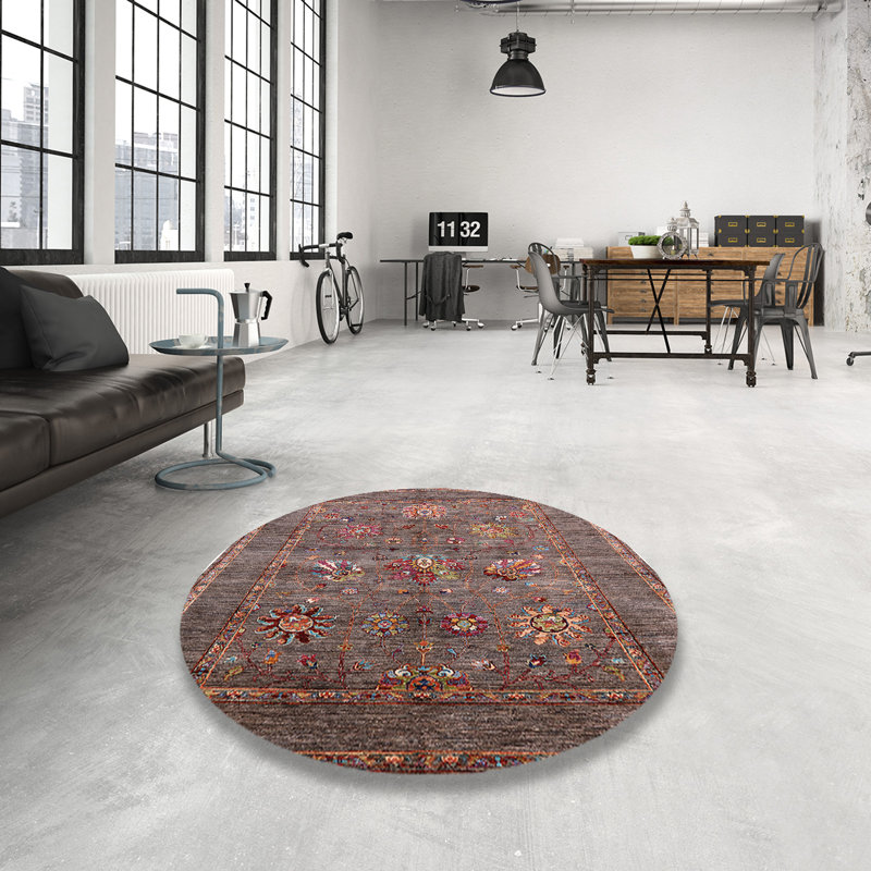 Tapis 100% Mid-Century moderne lavable à la machine 2426, Rond 6 pi