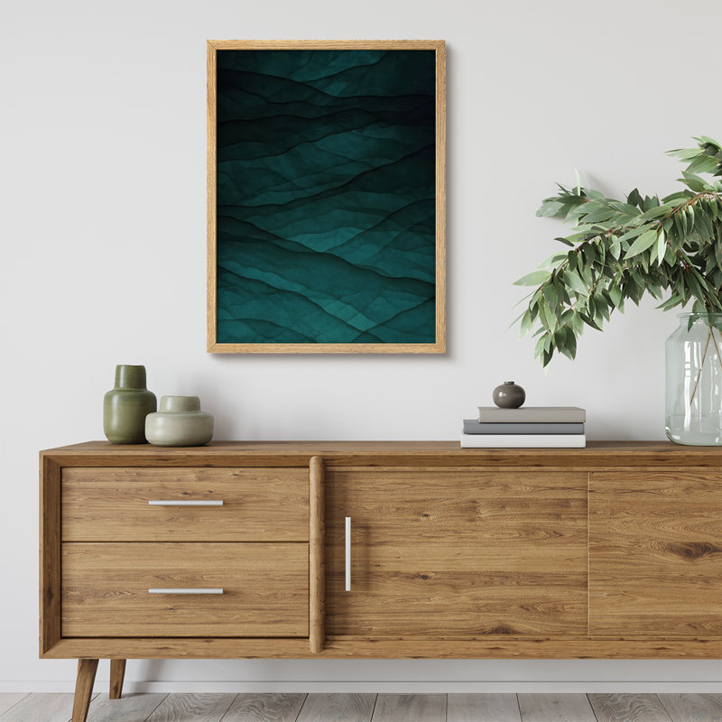 Reproduction d'art encadrée abstraite pour décoration intérieure moderne, H 14 po x l 11 po, Naturel