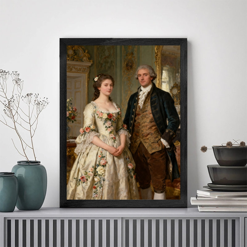 Reproduction d'art encadrée noire rétro élégante et digne, H 11 po x l 9 po