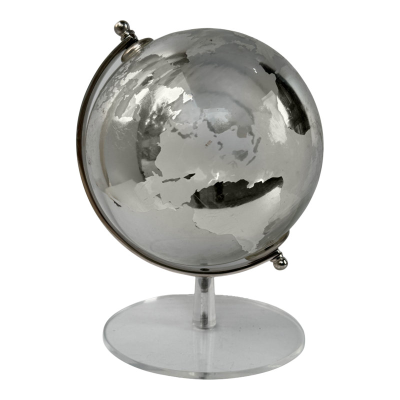 Globe terrestre moderne en verre avec base en métal pour la décoration intérieure