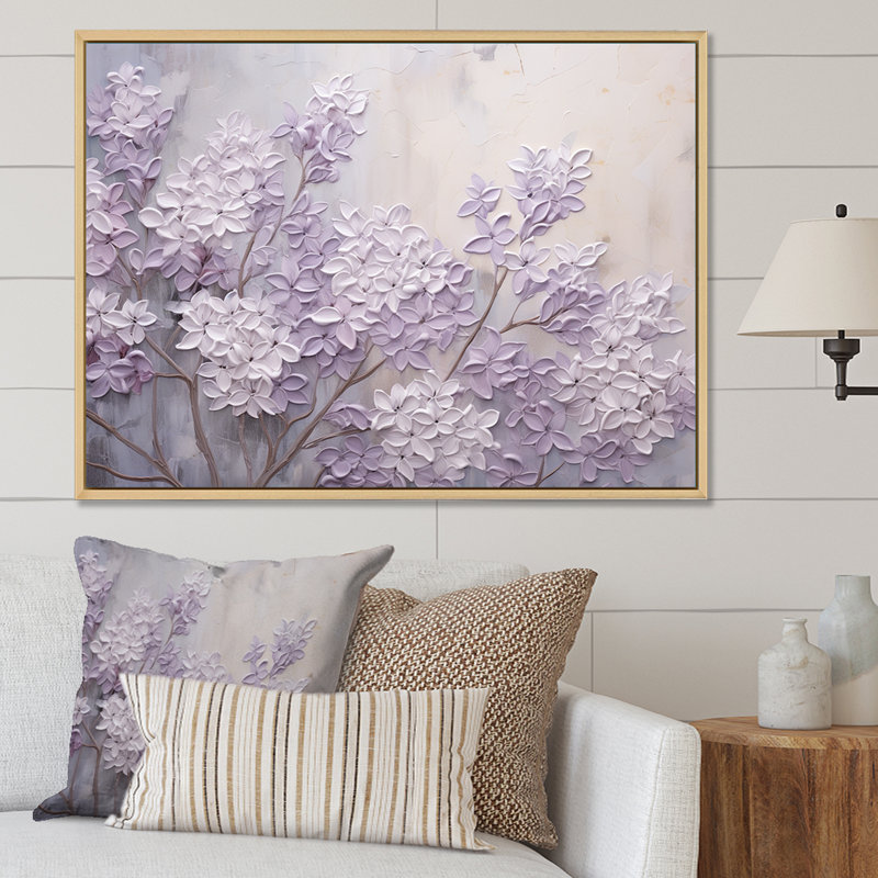 Blooming Lilac Melody I - Lilacs, art mural encadré, Reproduction avec cadre flottant, H 30 po x l 40 po, Naturel