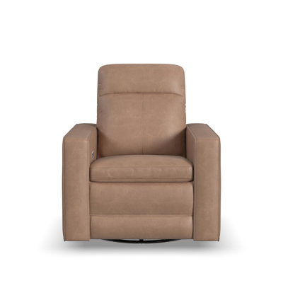 Windsor Leather Power Swivel Gliding Recliner with Power Headrest, Lumbar, Heat & Massage