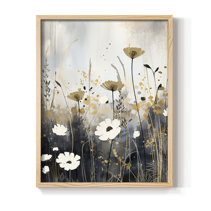 Série FLORAL, reproduction sur CD encadrée - bois massif, H 21 po x l 17 po