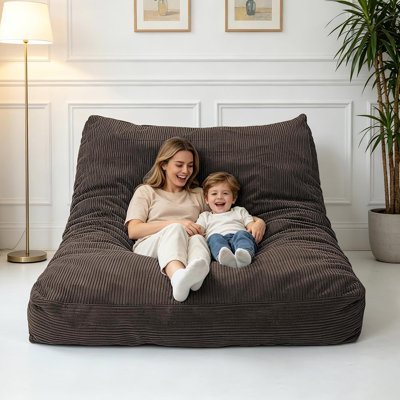 Queen Size Brown Soft Plush Convertible Sofa Mattress Dual Purpose Floor Bean Bag Lounger