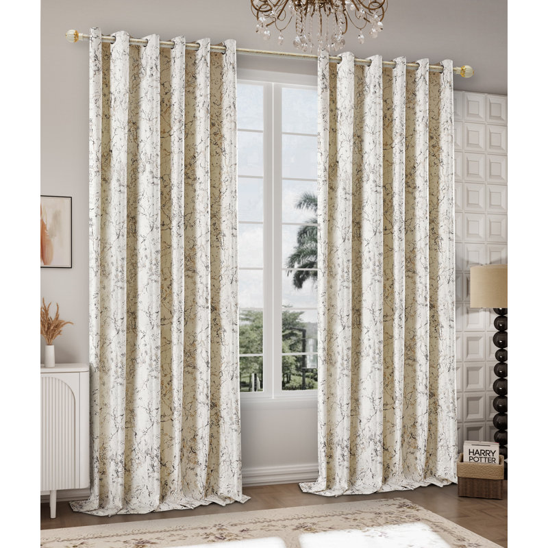 Odele Velvet Semi Sheer Curtain Pair, Cream, Width 168 x Drop 183 cm