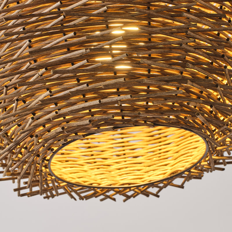 Luminaire suspendu sphérique en rotin 18 po tissé à la main à intensité variable, 1 lumière à intensité variable pour îlot de cuisine