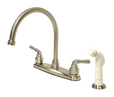 Kingston Brass Magellan Two-Handle 4-Hole 8" Centerset Kitchen Faucet with Side Sprayer