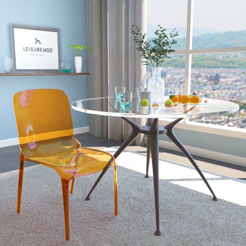 Lade Transparent Plastic Stackable Dining Chair with Waterfall Edge Seat – Lightweight Versatile Accent & Kitchen Side Chair, No Assembly Required