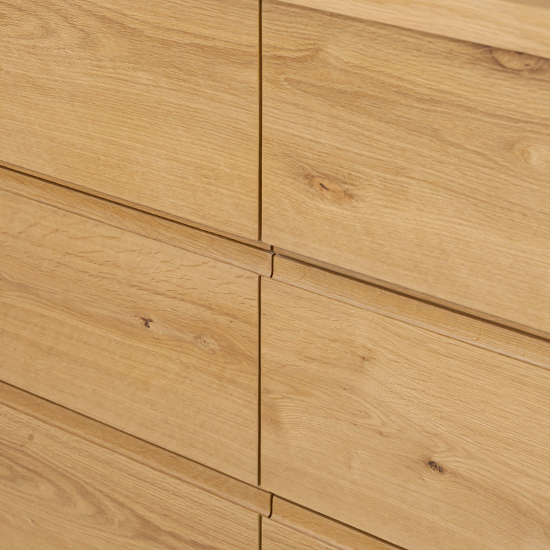 Novella 6 Drawer Dresser-Natural Oak Veneer Thick Random
