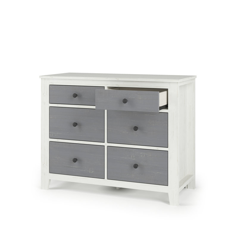 Ocean Grove Cottage Farmhouse 42" White/Gray Double Nursery Dresser