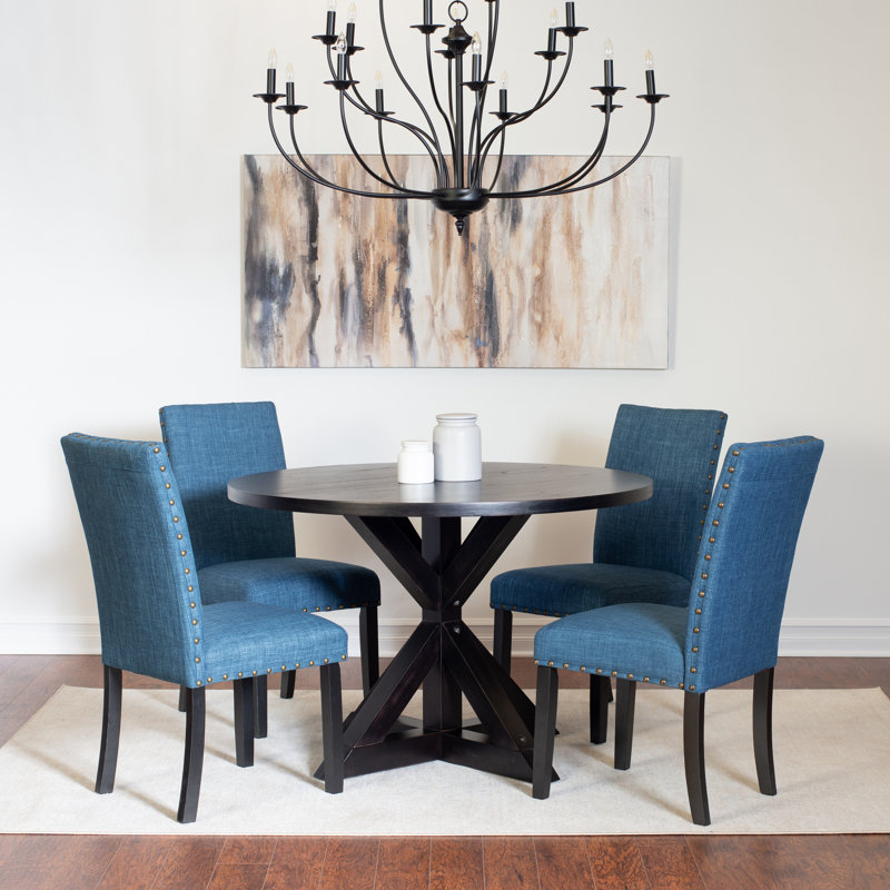 Ensemble de salle à manger 5 pièces, table à manger croisée avec 4 chaises élégantes