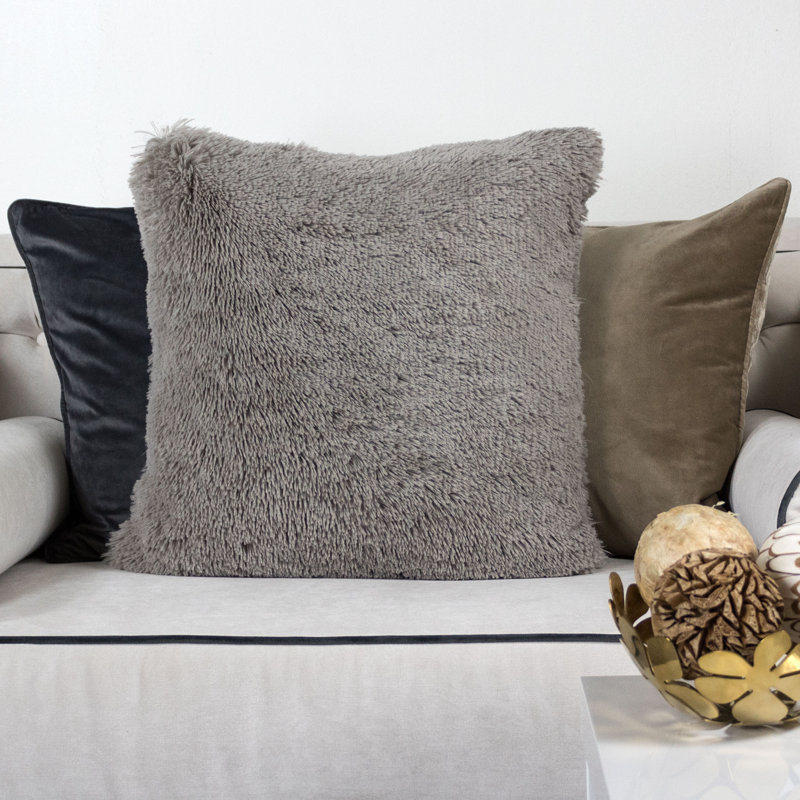  Housse de coussin carré et insert, Gris, 20 po x 20 po, Housse de coussin seulement - sans coussin