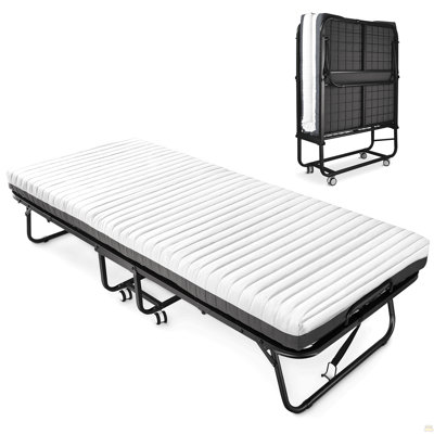 Folding Bed With Mattress Included Memory Foam, Portable Roll Away Adult Bed
