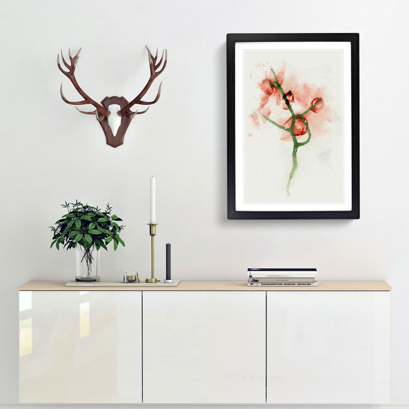 Pink Orchid Flower Abstract - Framed Print, 76cm H x 50cm W x 2cm D, Black