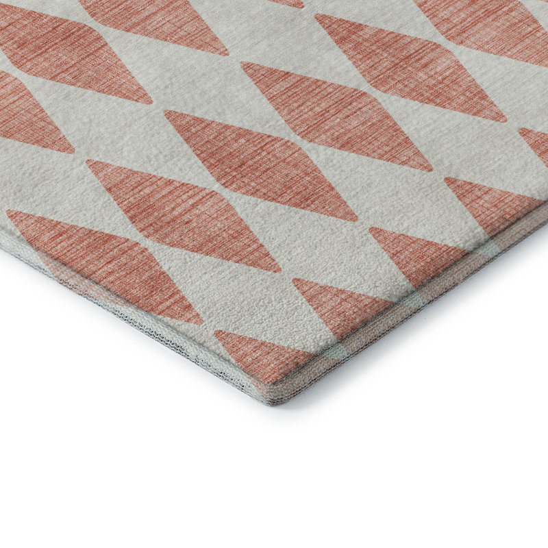 Tapis saumon Cerrito AMF578 lavable à la machine de qualité supérieure, Rectangle 1 pi 8 po x 2 pi 6 po