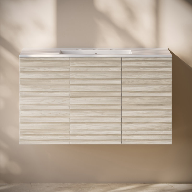 Meuble-lavabo mural 36 po Cascade, Blanc, 8 po, 36"