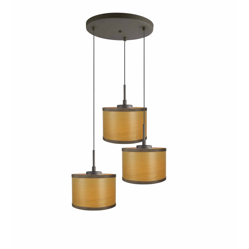Luminaire suspendu tambour à 3 lumières Drum - Vaneer, Bronze, Nougat