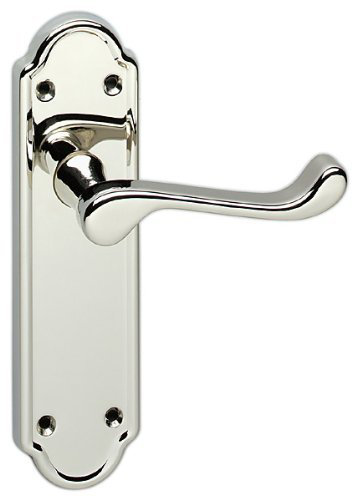  Modern Victorian Ashford Ashworth Style Door Handles on Shaped Backplate in Chrome Finish