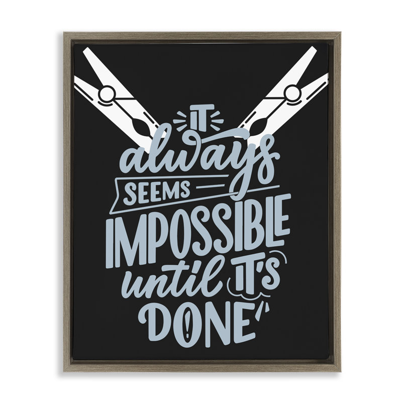 Cadre flottant Impossible jusqu'à It's Done, design par Jesse Keith, Cadre flottant orme Montalcino, H 21 po x l 17 po