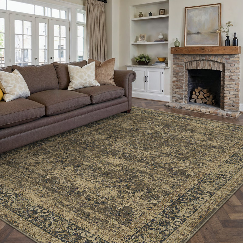 Lough Vintage Oriental Machine Washable Area Rugs With Non-Slip Backing, Rectangle 9' x 12'